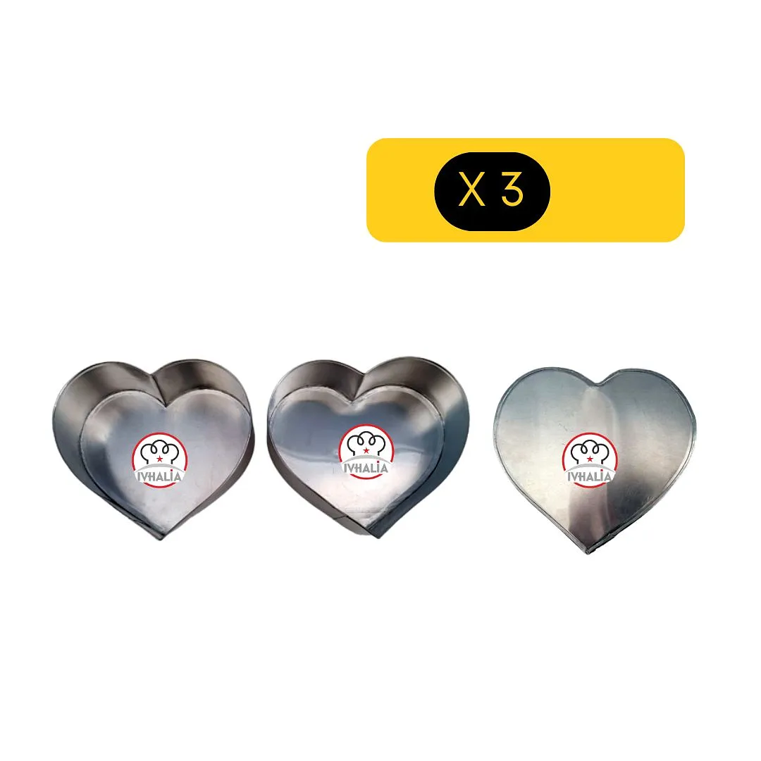 Pack de 3 Mini Molde Corazón  Ivhalia 13 x 8