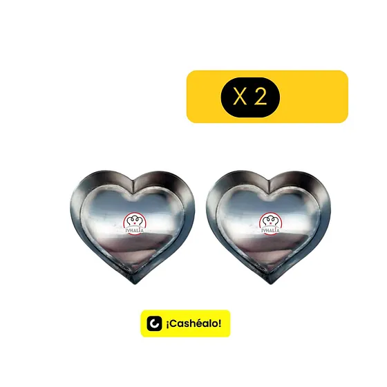 Pack de 2 Mini Molde Corazón 16 x 8