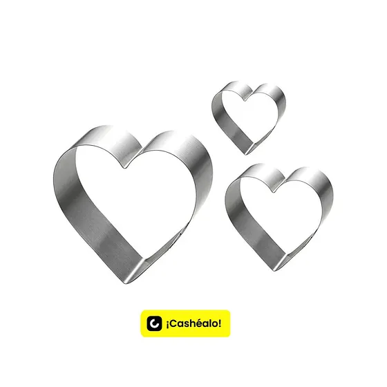 Cortadores Forma de Corazón 6, 8, 10 x 4 cm