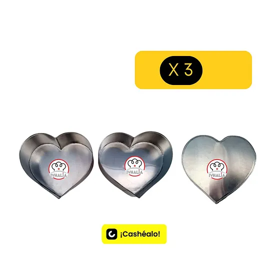 Pack de 3 Mini Molde Corazón  Ivhalia 13 x 8