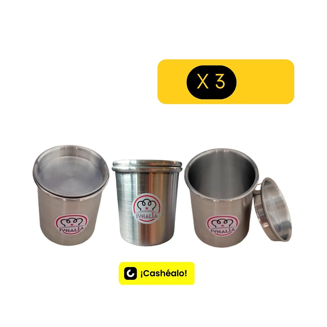Pack de 3 Quesilleras Ivhalia con tapa 7 x 8 cm