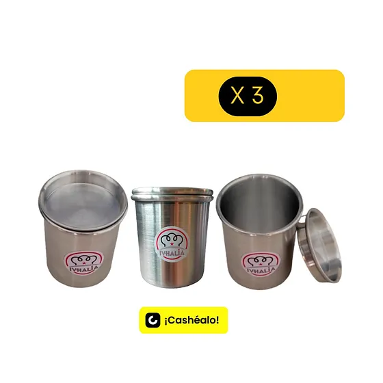 Pack de 3 Quesilleras Ivhalia con tapa 7 x 8 cm